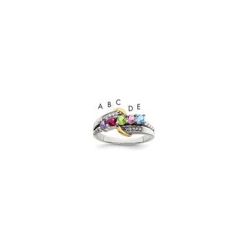 Birthstone and Diamond Mother's Ring Semi-Mount