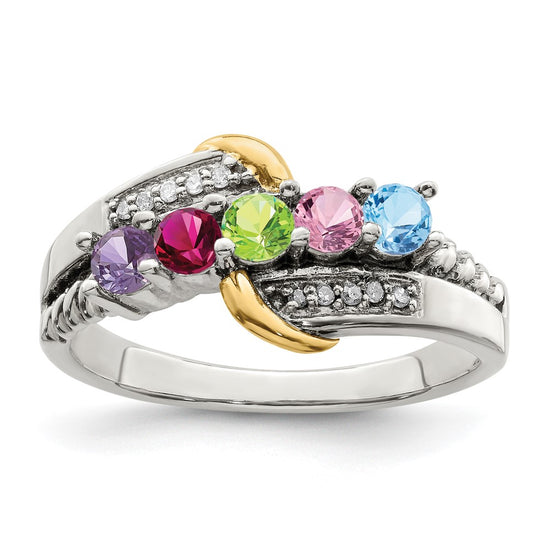 Birthstone and Diamond Mother's Ring Semi-Mount
