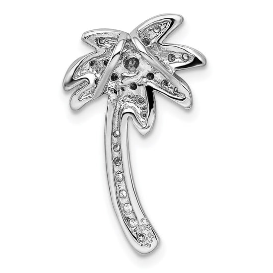 Sterling Silver Rhodium-plated CZ Palm Tree Chain Slide