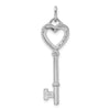 Sterling Silver Rhodium-plated CZ Heart Key Pendant