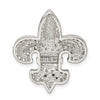 Sterling Silver CZ Fleur de Lis w/ Flash Gold-Plated Chain Slide Pendant