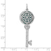 Sterling Silver Rhodium-plated CZ Filigree Enameled Top Key Locket Pendant