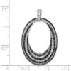 Sterling Silver Rhodium-plated Black and White CZ Open Oval Fancy Pendant