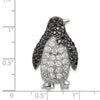 Sterling Silver Rhodium-plated Black & White CZ Penguin Chain Slide