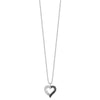 White Night Sterling Silver Rhodium-plated Black and White Diamond Heart 18 Inch Necklace with 2 Inch Extender