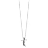 White Night Sterling Silver Rhodium-plated Black and White Diamond Cross 18 Inch Necklace with 2 Inch Extender