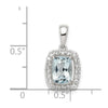 Sterling Silver Rhodium Plated White Topaz & Aquamarine Pendant