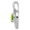 Sterling Silver Rhodium-plated Diamond and Peridot Oval Pendant