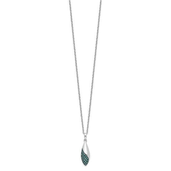 White Night Sterling Silver Rhodium-plated Blue Diamond 18 inch Necklace with 2 Inch Extender