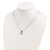White Night Sterling Silver Rhodium-plated Black and White Diamond Heart with Flower 18 Inch Necklace with 2 Inch Extender