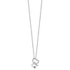 White Night Sterling Silver Rhodium-plated Black and White Diamond Double Heart 18 Inch Necklace with 2 Inch Extender