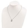 White Night Sterling Silver Rhodium-plated Black and White Diamond Double Heart 18 Inch Necklace with 2 Inch Extender