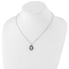 White Night Sterling Silver Rhodium-plated Black and White Diamond Triple Oval 18 Inch Necklace with 2 Inch Extender