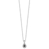White Night Sterling Silver Rhodium-plated Black with White Diamond Double Teardrop 18 Inch Necklace with 2 Inch Extender