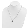 White Night Sterling Silver Rhodium-plated Black and White Diamond Teardrop Pendant 18 Inch Necklace with 2 Inch Extender