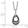 White Night Sterling Silver Rhodium-plated Black and White Diamond Teardrop Pendant 18 Inch Necklace with 2 Inch Extender
