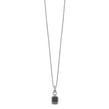 White Night Sterling Silver Rhodium-plated Black and White Diamond Rectangle Pendant 18 Inch Necklace with 2 Inch Extender