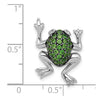 Sterling Silver Rhodium White Topaz & Chrome Diopside Frog Pendant