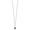 White Night Sterling Silver Rhodium-plated Blue Diamond Oval Pendant 18 inch Necklace with 2 Inch Extender
