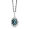 White Night Sterling Silver Rhodium-plated Blue Diamond Oval Pendant 18 inch Necklace with 2 Inch Extender