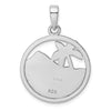 Sterling Silver Rhod-plated Created Opal Palm Tree Ocean Pendant