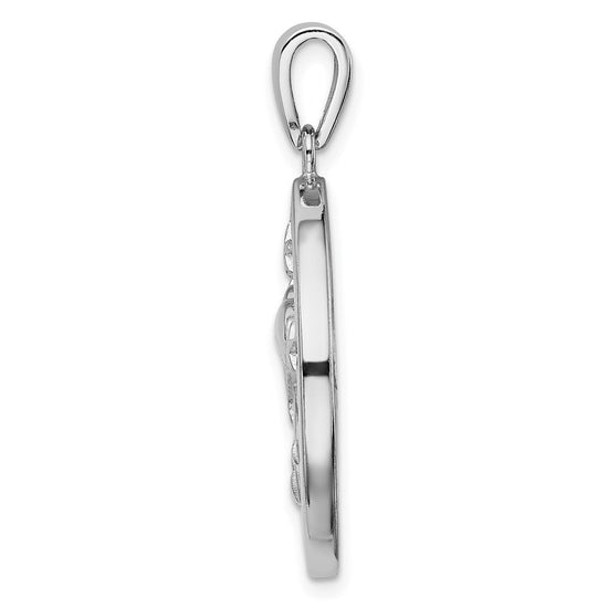 Sterling Silver Rhodium-plated Blue Created Opal Dolphins Pendant