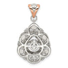 Sterling Silver Plat-plate Rose-tone Vibrant CZ Fancy Penda