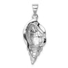 Sterling Silver Rhodium-plated Polished and Antiqued Larimar Shell Pendant
