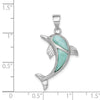 Sterling Silver Rhodium-plated Polished Larimar Dolphin Pendant