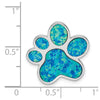 Sterling Silver Rhodium-plated Created Opal Inlay Paw Print Chain Slide