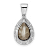 Sterling Silver Rhodium-plated CZ & Dk Purple Crystal Pendant