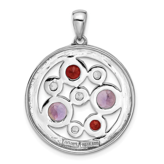 Sterling Silver Gemstone Circle Pendant