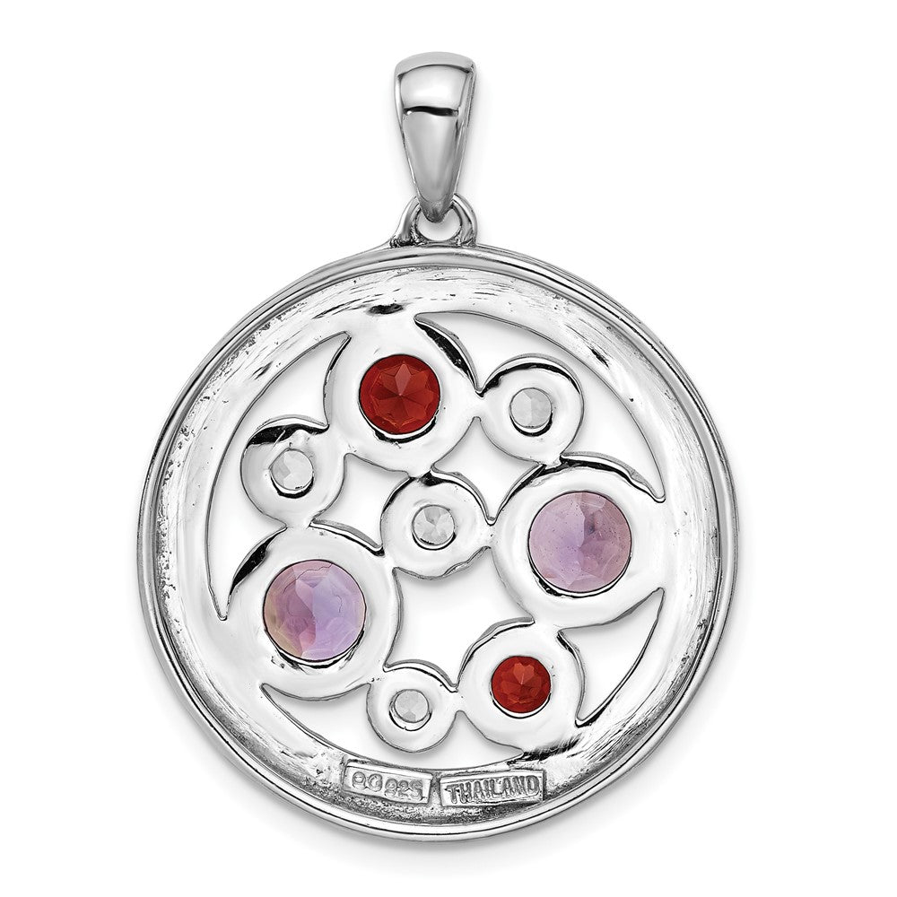 Sterling Silver Gemstone Circle Pendant