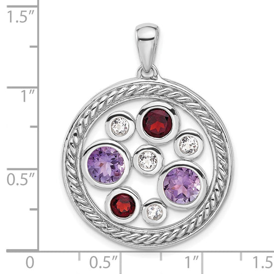 Sterling Silver Gemstone Circle Pendant