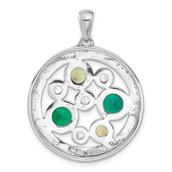 Sterling Silver Gemstone Circle Pendant
