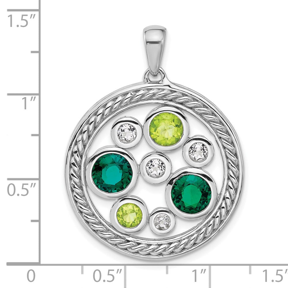 Sterling Silver Gemstone Circle Pendant
