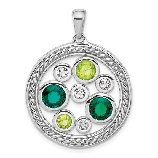 Sterling Silver Gemstone Circle Pendant