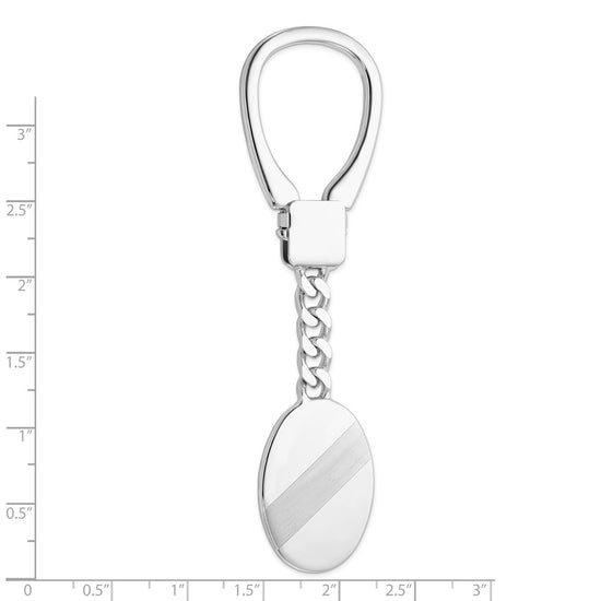 Sterling Silver Rhodium Plated Brushed & Polished Key Chain