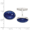 Sterling Silver Cabochon Lapis Cuff Links