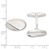Sterling Silver Polished and Textured Oval Cuff Links