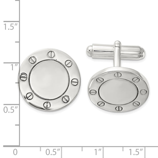 Sterling Silver Polished Circle Cuff Links