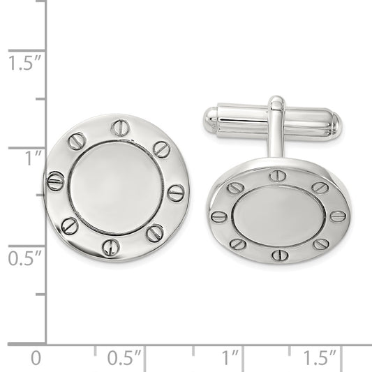 Sterling Silver Polished Circle Cuff Links