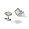 Sterling Silver Rhodium-plated CZ and Mother of Pearl Square Cuff Links