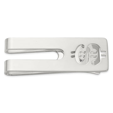 Sterling Silver Rhodium-plated Polished Cut Out Dollar Sign Money Clip