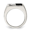 Sterling Silver Rhodium-plated Men's CZ and Onyx Ring