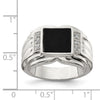 Sterling Silver Rhodium-plated CZ and Onyx Ring