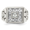 Sterling Silver Rhodium Plated Men's Fashion CZ Ring
