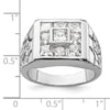 Sterling Silver Rhodium Plated Men's Fashion CZ Ring