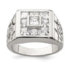 Sterling Silver Rhodium Plated Men's Fashion CZ Ring