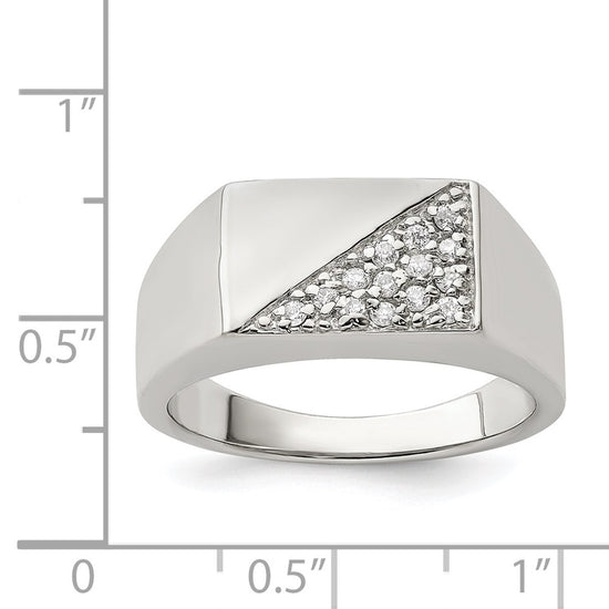Sterling Silver Rhodium Plated Men's CZ Fashion Ring